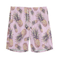 Pink Vintage Pineapple Pattern Print Men's Athletic Shorts