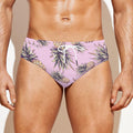 Pink Vintage Pineapple Pattern Print Men's Swim Briefs