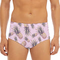 Pink Vintage Pineapple Pattern Print Men's Triangle Swim Briefs