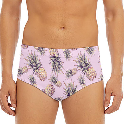 Pink Vintage Pineapple Pattern Print Men's Triangle Swim Briefs