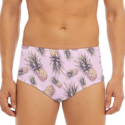 Pink Vintage Pineapple Pattern Print Men's Triangle Swim Briefs