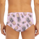 Pink Vintage Pineapple Pattern Print Men's Triangle Swim Briefs