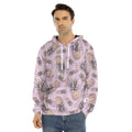 Pink Vintage Pineapple Pattern Print Men's Velvet Pullover Hoodie