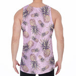 Pink Vintage Pineapple Pattern Print Men's Velvet Tank Top