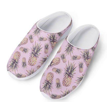 Pink Vintage Pineapple Pattern Print Mesh Casual Shoes