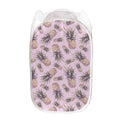 Pink Vintage Pineapple Pattern Print Mesh Laundry Hamper