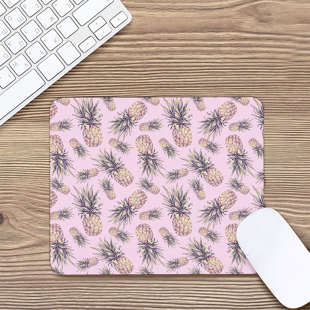 Pink Vintage Pineapple Pattern Print Mouse Pad