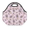 Pink Vintage Pineapple Pattern Print Neoprene Lunch Bag