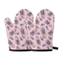Pink Vintage Pineapple Pattern Print Oven Mitts