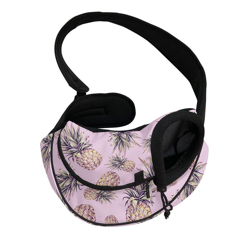Pink Vintage Pineapple Pattern Print Pet Sling Carrier