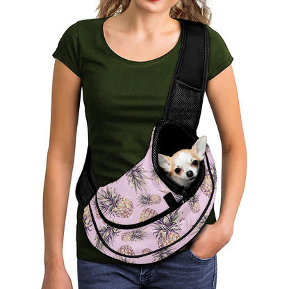 Pink Vintage Pineapple Pattern Print Pet Sling Carrier