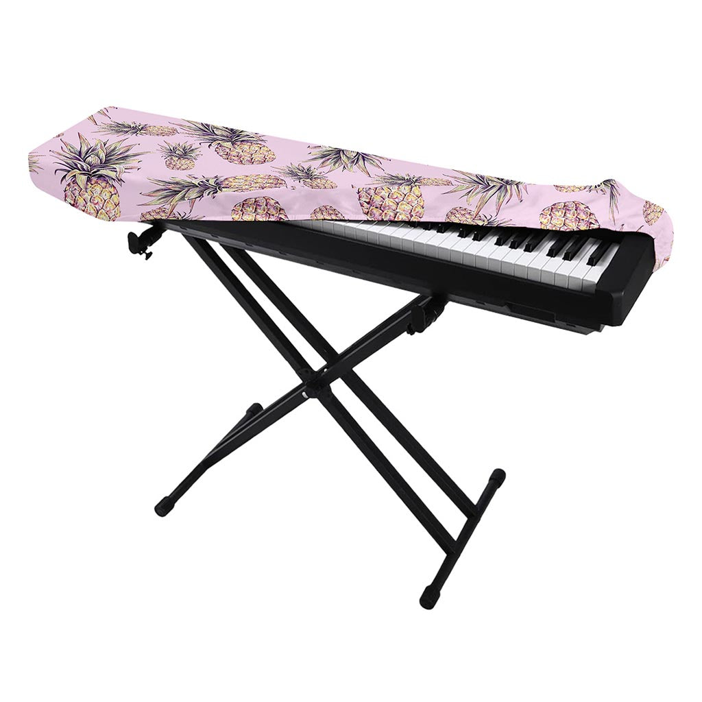 Pink Vintage Pineapple Pattern Print Piano Keyboard Cover