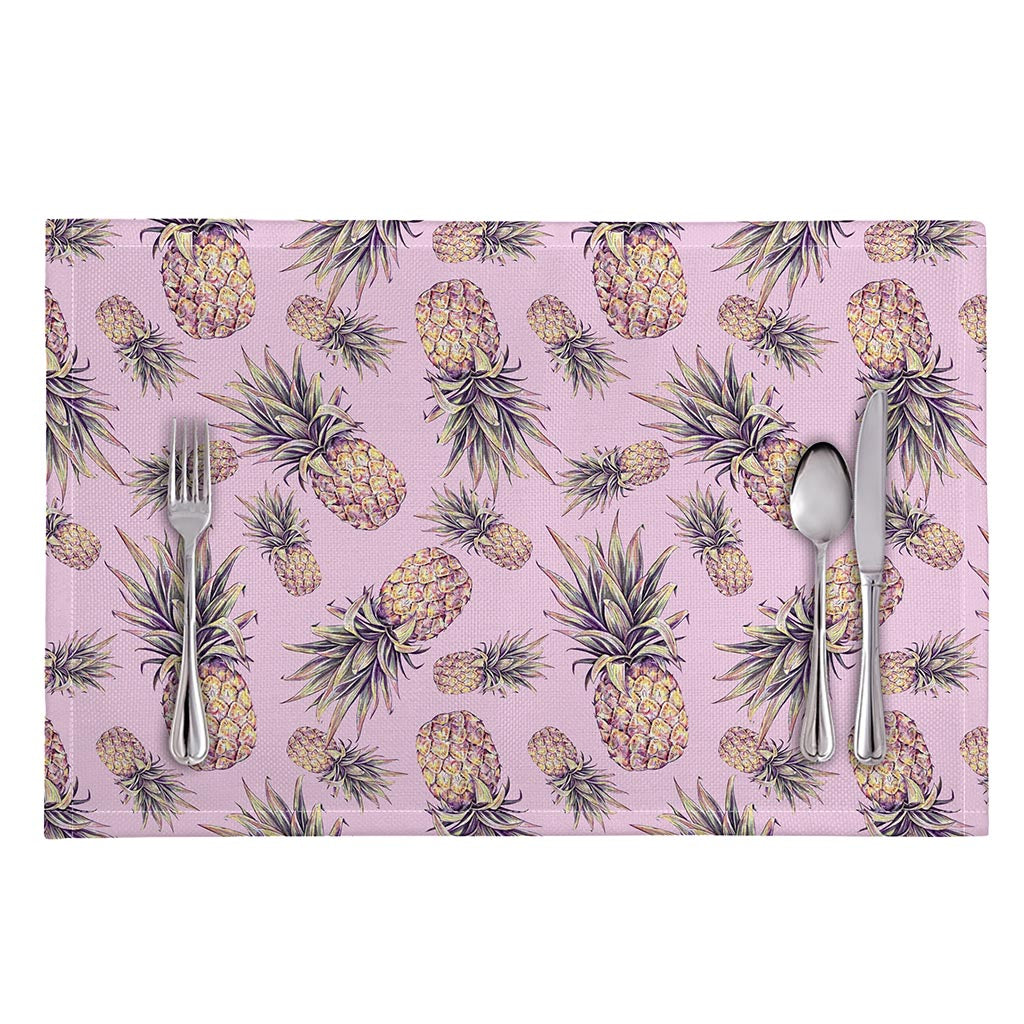 Pink Vintage Pineapple Pattern Print Placemat