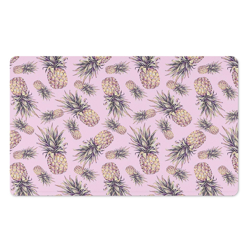 Pink Vintage Pineapple Pattern Print Polyester Doormat