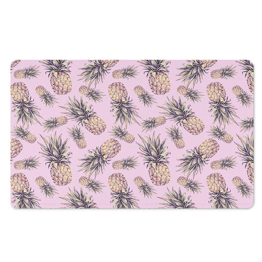 Pink Vintage Pineapple Pattern Print Polyester Doormat
