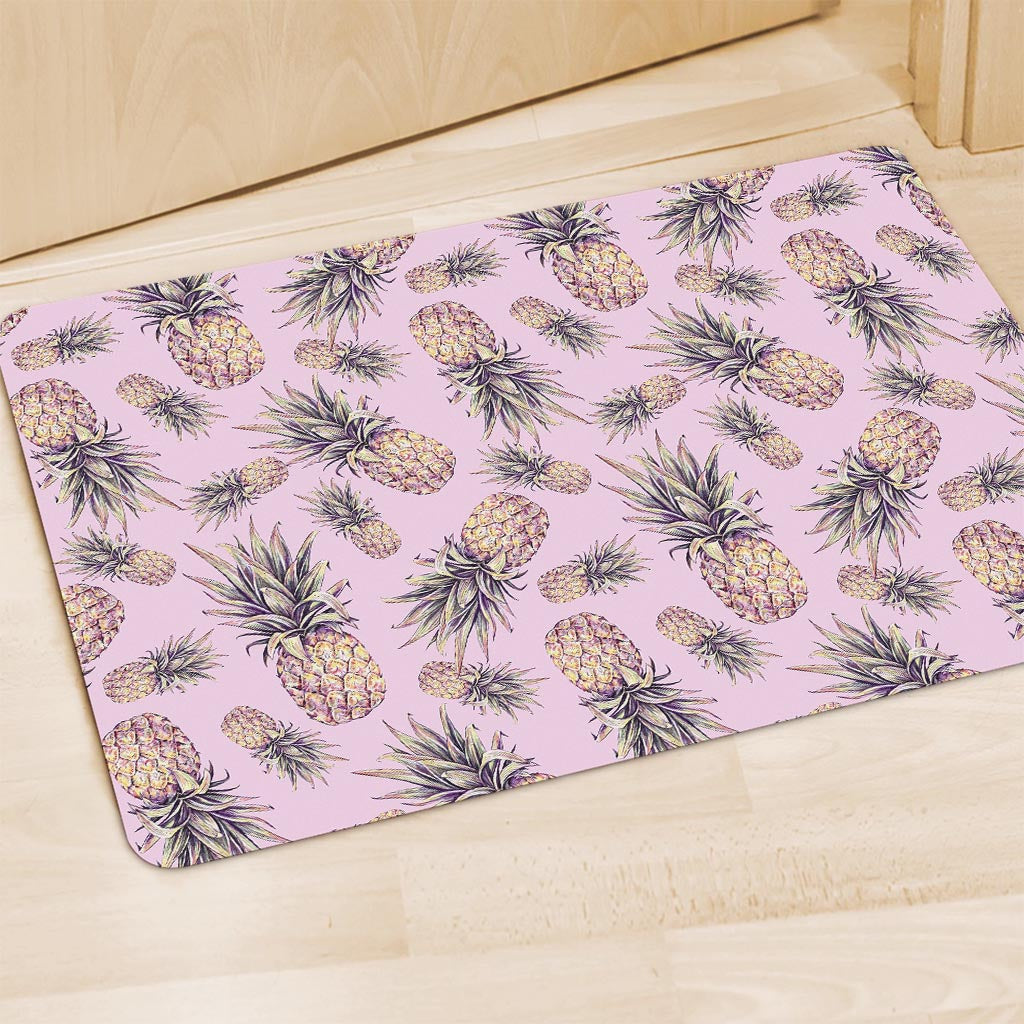 Pink Vintage Pineapple Pattern Print Polyester Doormat