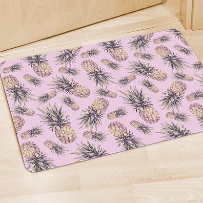 Pink Vintage Pineapple Pattern Print Polyester Doormat