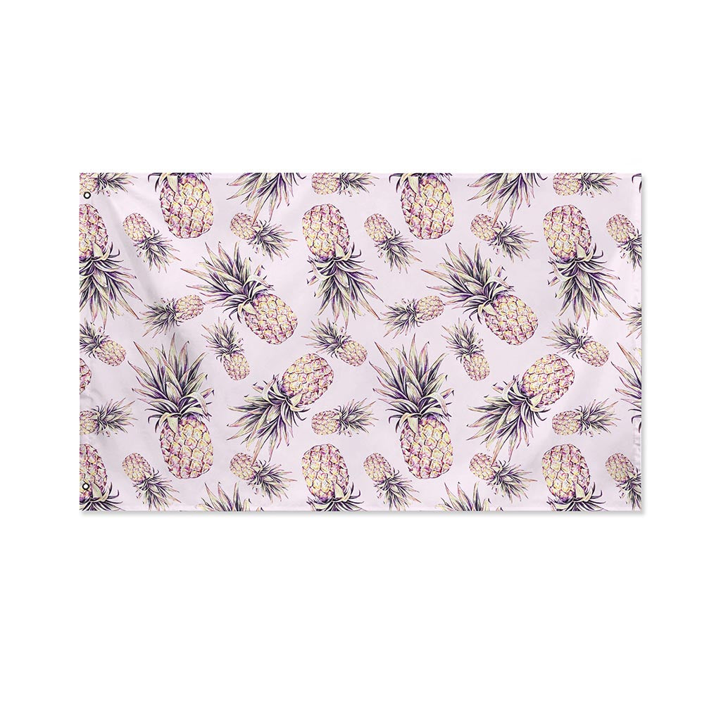 Pink Vintage Pineapple Pattern Print Polyester Flag