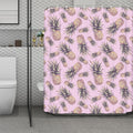 Pink Vintage Pineapple Pattern Print Polyester Shower Curtain