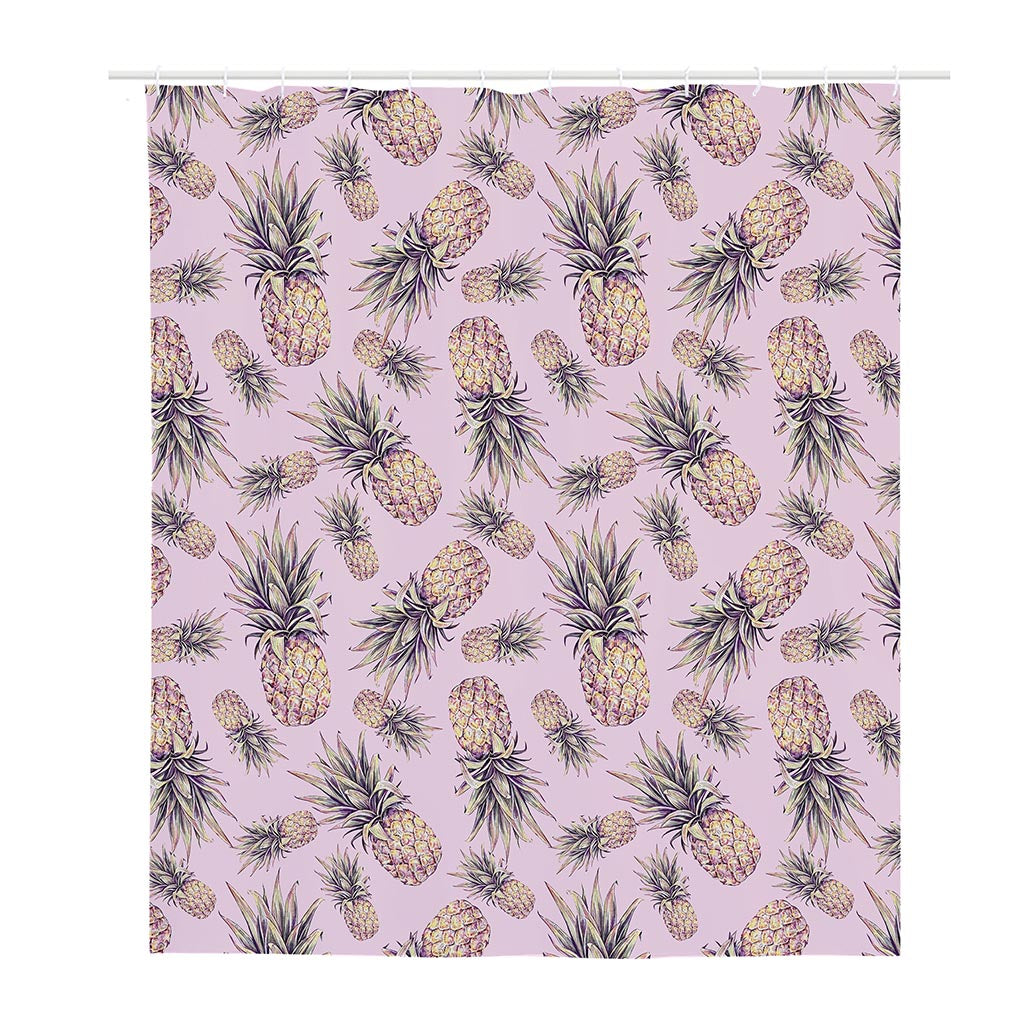 Pink Vintage Pineapple Pattern Print Polyester Shower Curtain