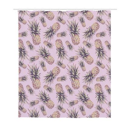 Pink Vintage Pineapple Pattern Print Polyester Shower Curtain