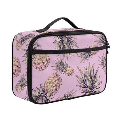 Pink Vintage Pineapple Pattern Print Portable Lunch Bag