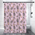 Pink Vintage Pineapple Pattern Print Premium Shower Curtain