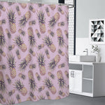 Pink Vintage Pineapple Pattern Print Premium Shower Curtain
