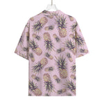 Pink Vintage Pineapple Pattern Print Rayon Hawaiian Shirt