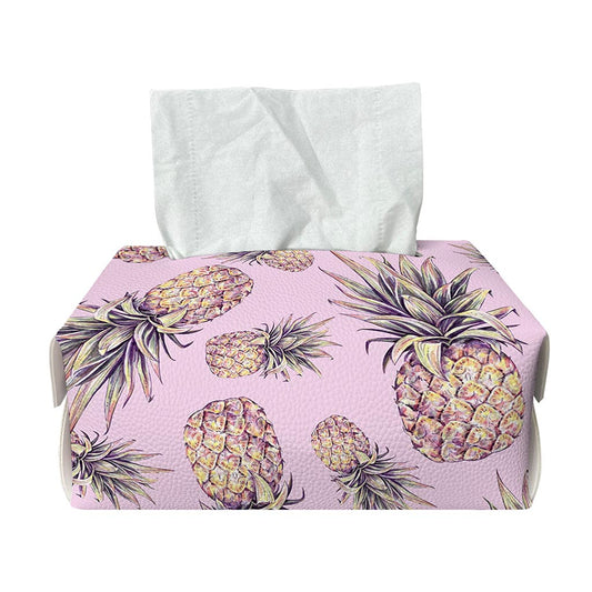 Pink Vintage Pineapple Pattern Print Rectangle Tissue Box Cover