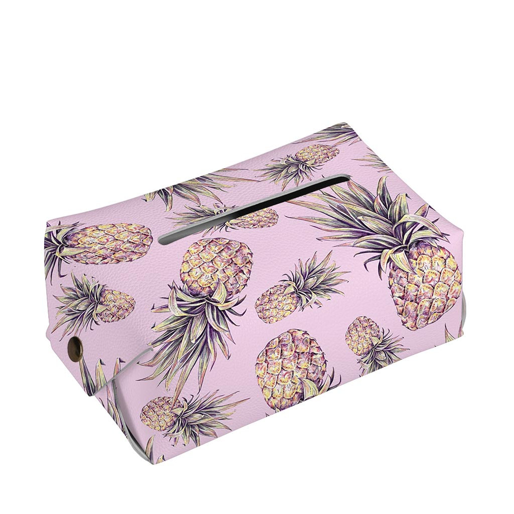 Pink Vintage Pineapple Pattern Print Rectangle Tissue Box Cover
