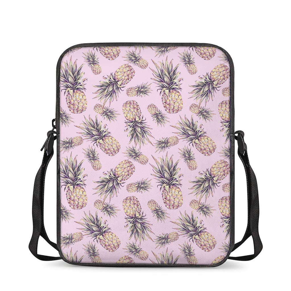 Pink Vintage Pineapple Pattern Print Rectangular Crossbody Bag