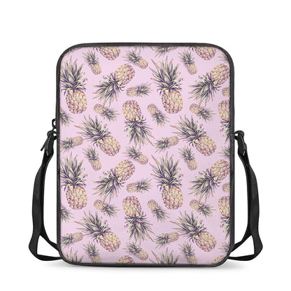 Pink Vintage Pineapple Pattern Print Rectangular Crossbody Bag