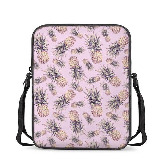 Pink Vintage Pineapple Pattern Print Rectangular Crossbody Bag