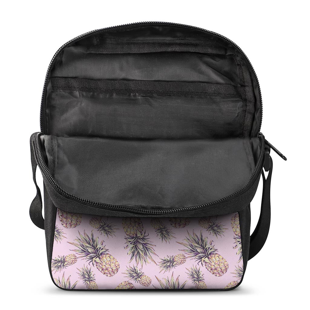 Pink Vintage Pineapple Pattern Print Rectangular Crossbody Bag