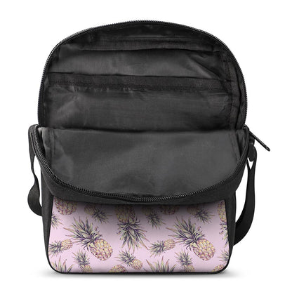 Pink Vintage Pineapple Pattern Print Rectangular Crossbody Bag