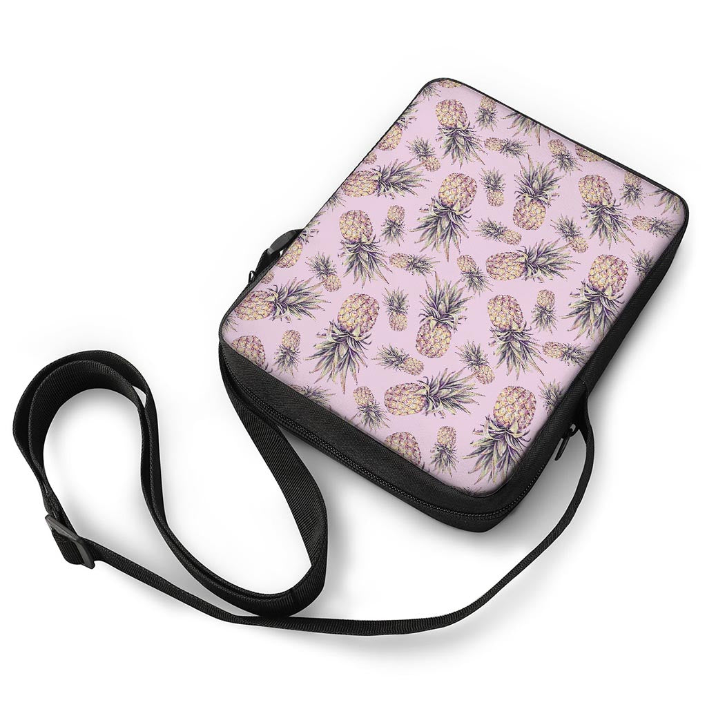 Pink Vintage Pineapple Pattern Print Rectangular Crossbody Bag