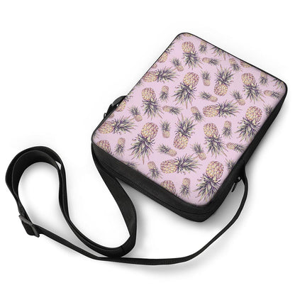 Pink Vintage Pineapple Pattern Print Rectangular Crossbody Bag