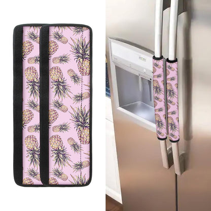 Pink Vintage Pineapple Pattern Print Refrigerator Handle Covers