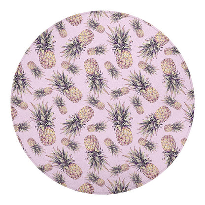 Pink Vintage Pineapple Pattern Print Round Blanket