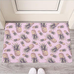 Pink Vintage Pineapple Pattern Print Rubber Doormat