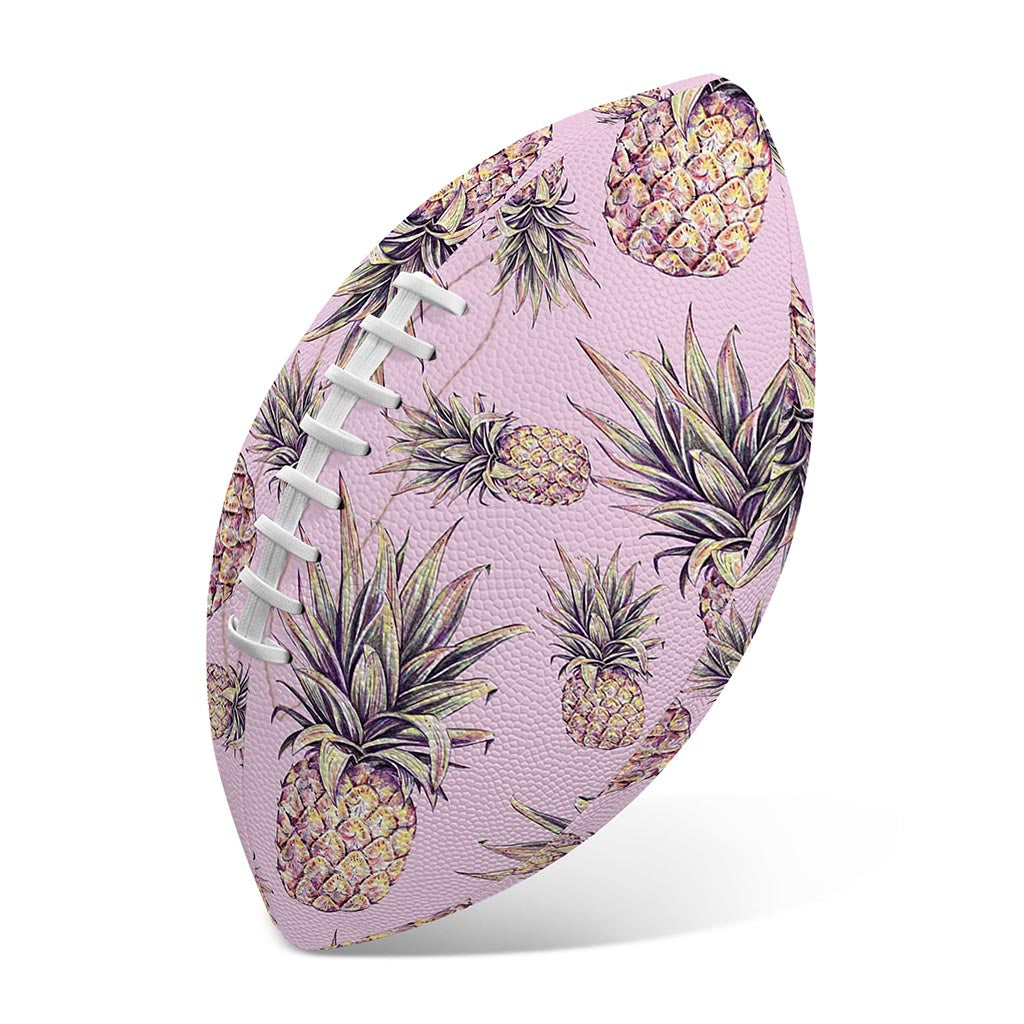 Pink Vintage Pineapple Pattern Print Rugby Ball