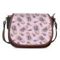 Pink Vintage Pineapple Pattern Print Saddle Bag