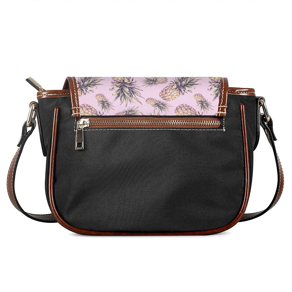 Pink Vintage Pineapple Pattern Print Saddle Bag