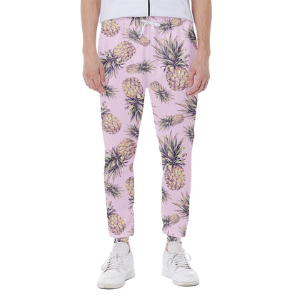Pink Vintage Pineapple Pattern Print Scuba Joggers