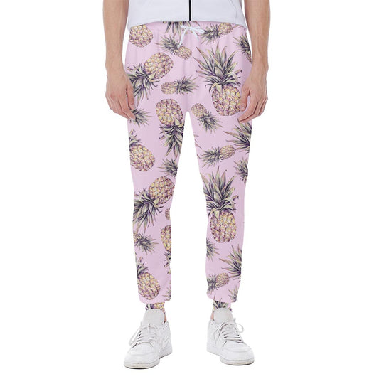 Pink Vintage Pineapple Pattern Print Scuba Joggers