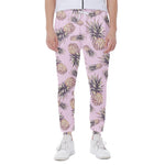 Pink Vintage Pineapple Pattern Print Scuba Joggers