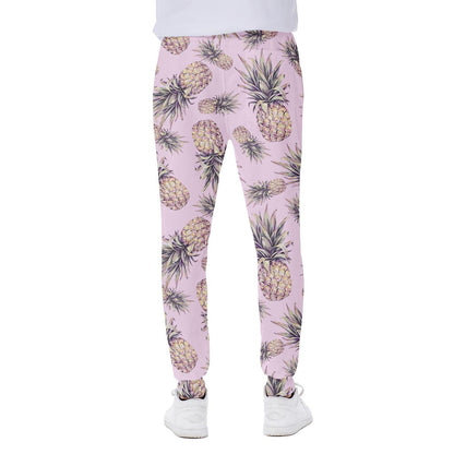 Pink Vintage Pineapple Pattern Print Scuba Joggers