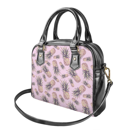 Pink Vintage Pineapple Pattern Print Shoulder Handbag