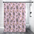 Pink Vintage Pineapple Pattern Print Shower Curtain